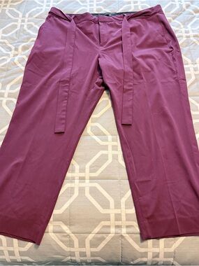 Banana Republic Plum Straight-Leg Dress Pants with Waist Tie